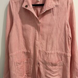 Cute light Caslon light  weight linen blend striped jacket medium petite. EUC